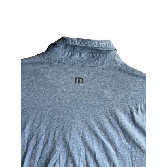 Travis Mathew Men's Polo Golf Shirt Blue Striped Size Large 3 Button Pima Cotton - Picture 8 of 10